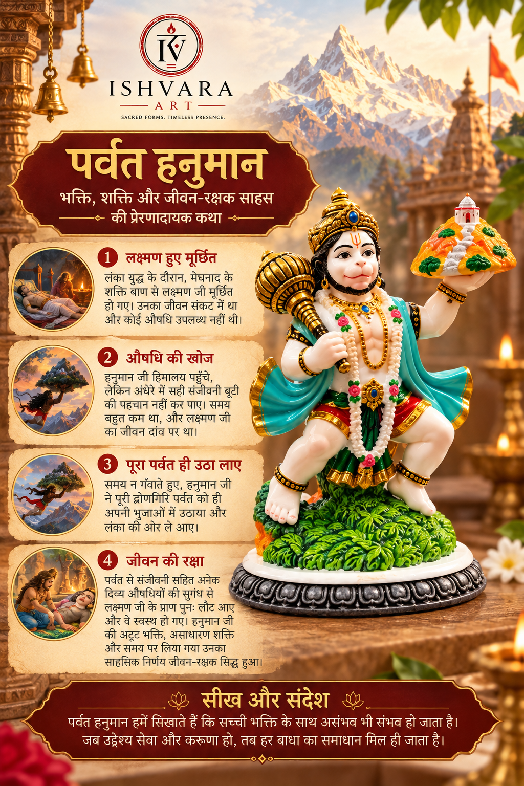 Parvat Hanuman - Divine Spiritual Idol - Ishvara Art